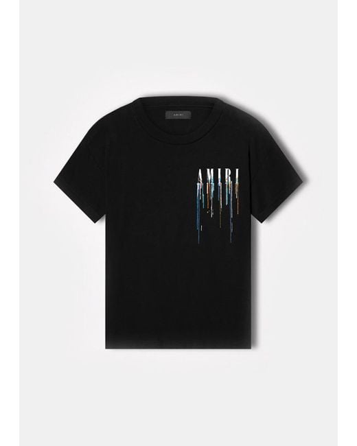 Amiri Cotton Paint Drip Logo Tshirt in Black for Men Lyst
