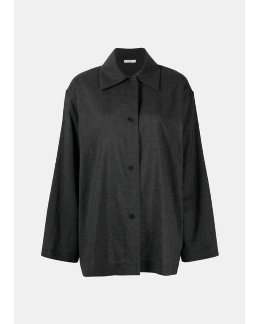 The Row Grey Rigel Spread Collar Shirt in Black | Lyst