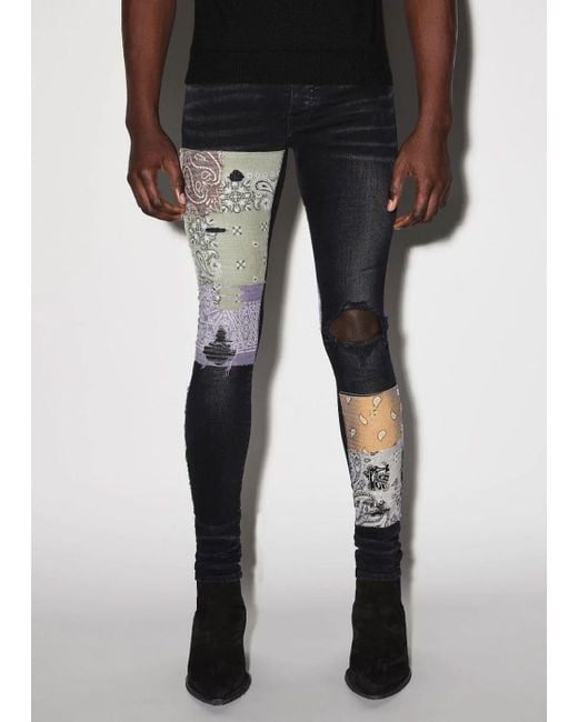 Amiri Bandana Art Patch Jeans in Black Lyst