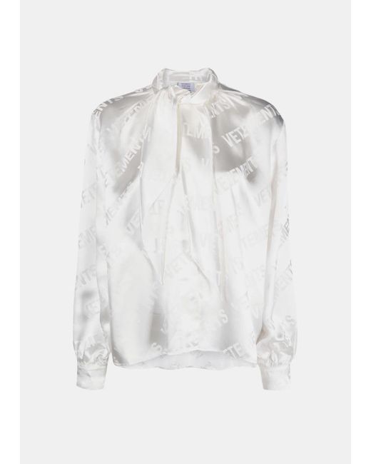 Vetements Monogram Scarf Blouse in White | Lyst UK