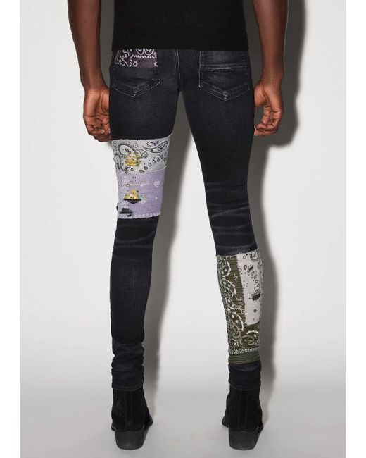 Amiri Bandana Art Patch Jeans in Black Lyst