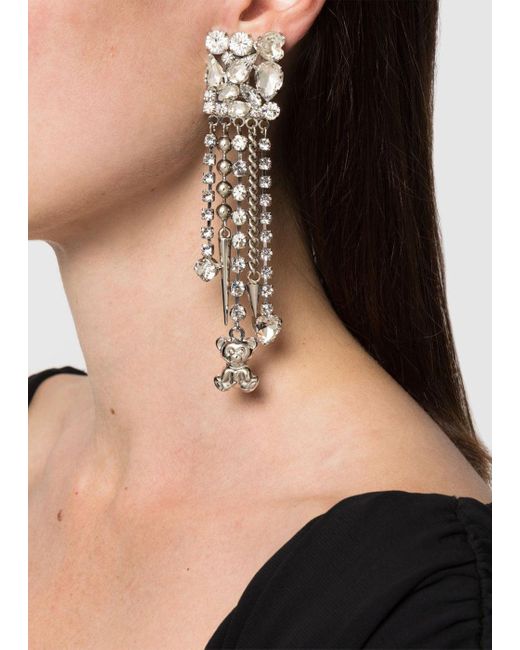 Alessandra Rich Squared Chandelier Earrings in White | Lyst UK