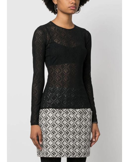 Marine Serre Moonogram Mesh Second Skin Top in Black | Lyst UK