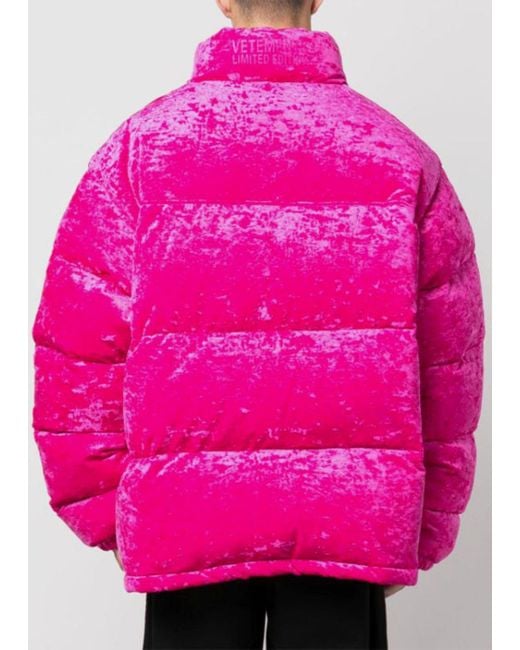 Pink cheap velvet puffer