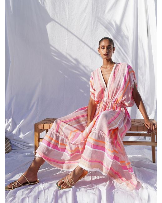 lemlem Jikirti Plunge Neck Dress in 