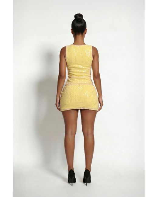 LemonLunar Yellow The Anica Sequin Mini Skirt
