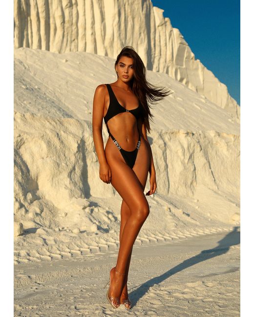 LemonLunar Natural The Bandage Swimsuit Diamante Details