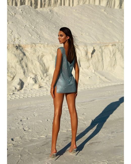 LemonLunar Natural The Chrissy Diamante Mini Dress