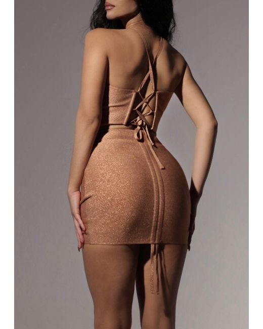 LemonLunar Brown The Yvonne Glitter Bandage Dress