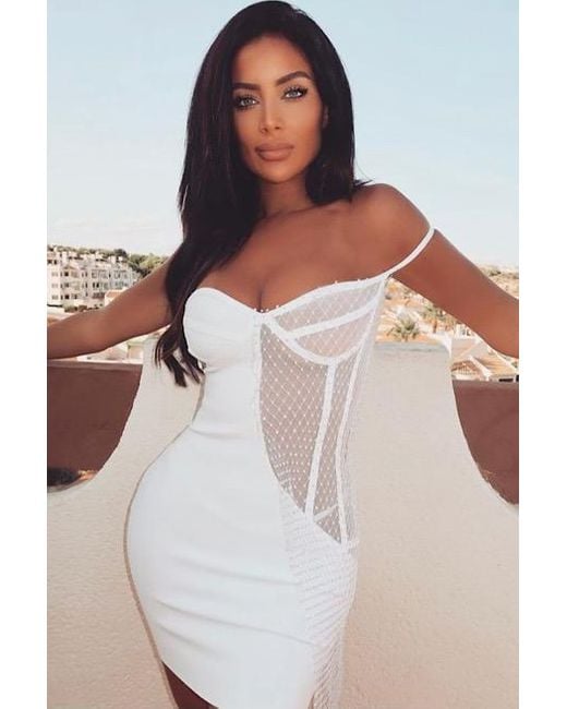 LemonLunar Brown The Nova Bandage Dress Diamanté Detailing