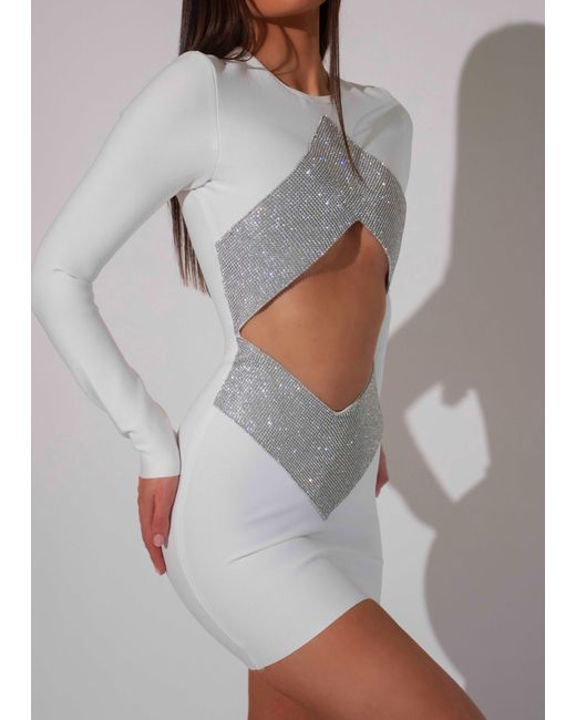 LemonLunar Gray The Diamante Bandage Dress