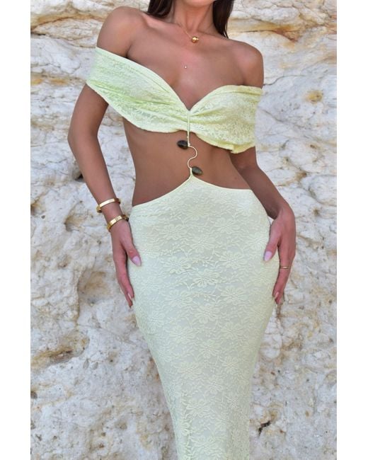 LemonLunar Gray The Melina Lace Maxi Dress