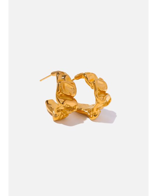 LemonLunar White 18K Plated Textured Hoop Earrings Certí X Lemonlunar