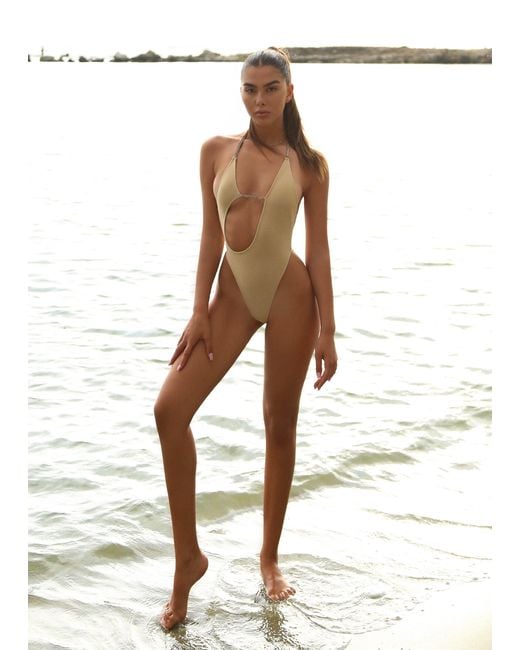 LemonLunar Natural The Jojo Bandage Swimsuit Diamante Details