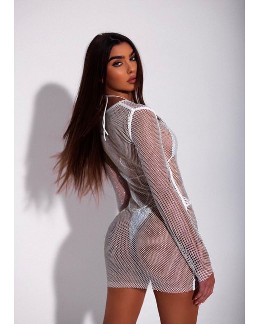 LemonLunar Purple The Frankie Mesh Diamante Dress