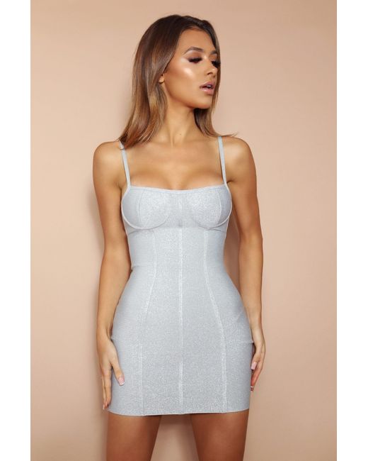 LemonLunar Blue The Tullia Sparkle Bandage Mini Dress