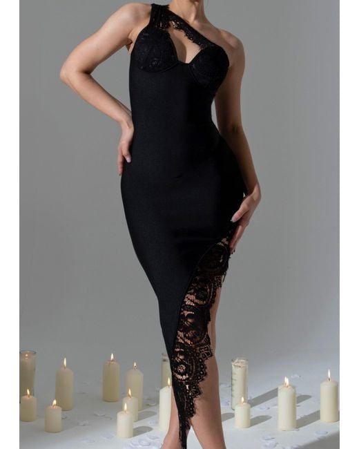 LemonLunar Gray The Fefe Lace Bandage Dress