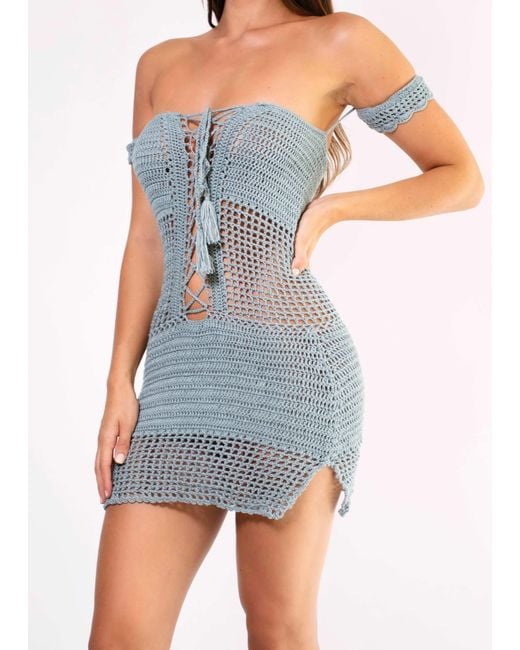 LemonLunar Blue The Chloe Crochet Dress Lake