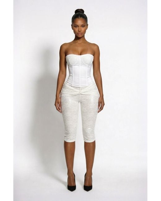 LemonLunar White The Flora Lace Capri Pants