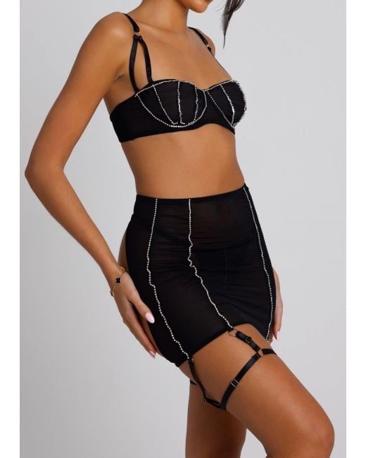 LemonLunar Black The Natalia Mesh Lingerie Set