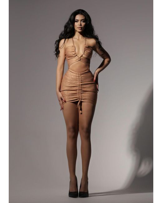 LemonLunar Brown The Yvonne Glitter Bandage Dress