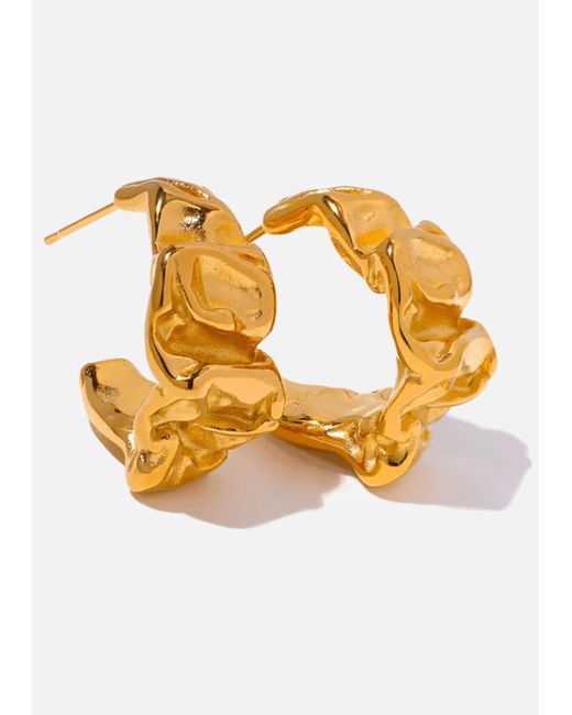LemonLunar White 18K Plated Textured Hoop Earrings Certí X Lemonlunar