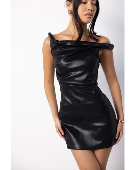 LemonLunar Black The Vivi Faux Leather Dress