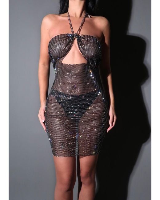 LemonLunar Black The Arda Diamante Dress