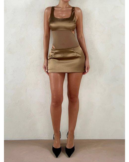 LemonLunar Natural The Kera Satin Mini Dress