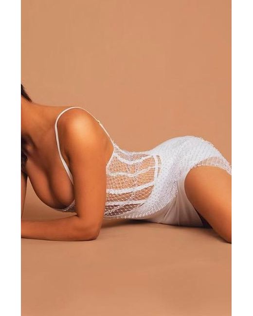 LemonLunar Brown The Nova Bandage Dress Diamanté Detailing