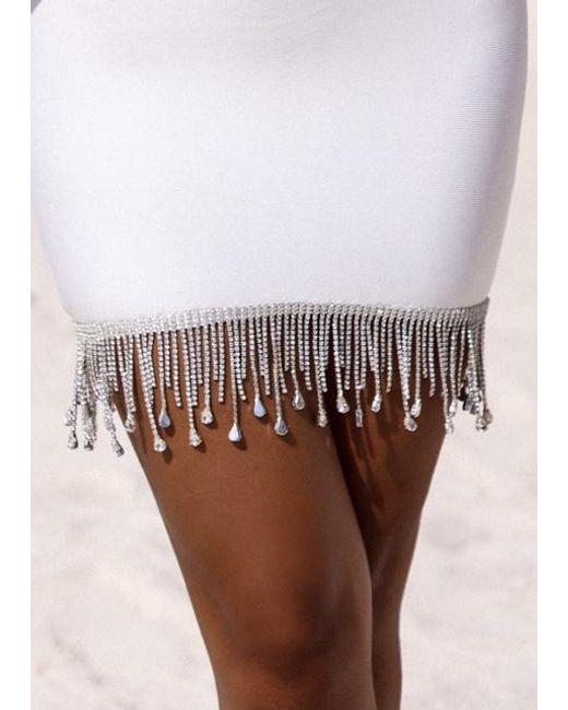LemonLunar White The Teo Diamante Bandage Dress