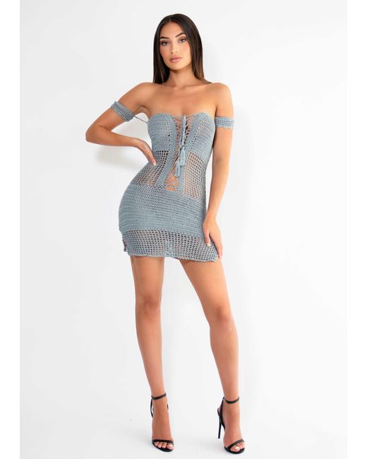 LemonLunar Blue The Chloe Crochet Dress Lake