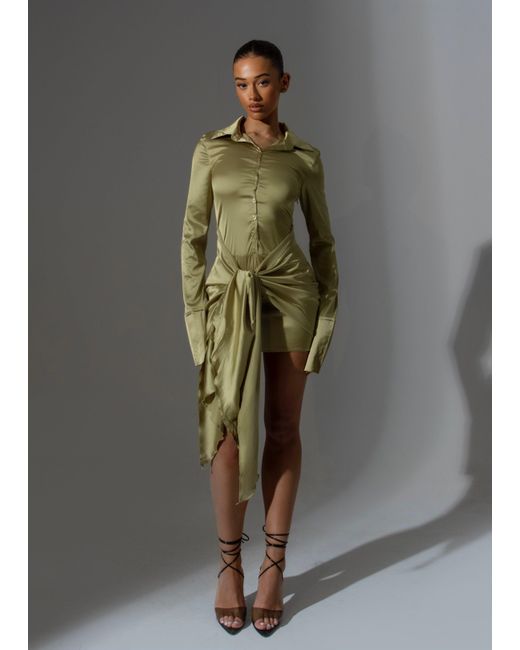 LemonLunar Gray The Tie Side Shirt Dress