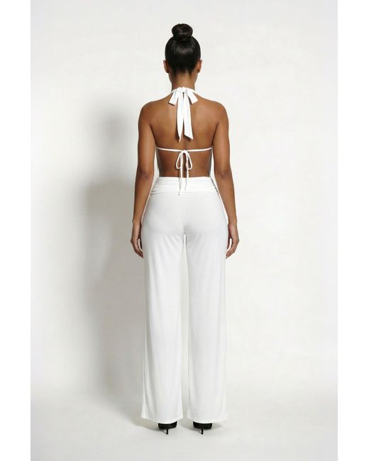 LemonLunar White The Iyza Plunge Halter Top
