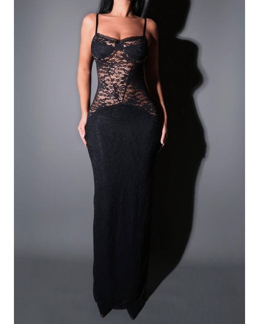 LemonLunar Black The Lina Lace Maxi Dress