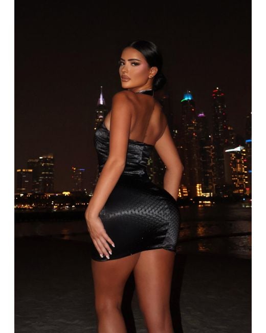 LemonLunar Black The Rhea Diamante Dress
