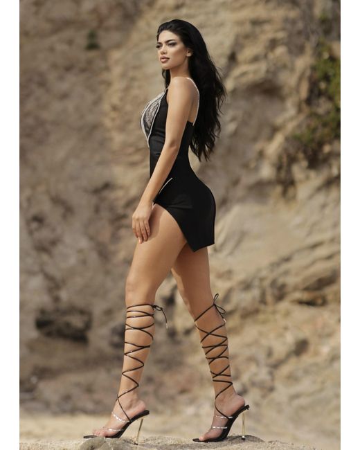 LemonLunar Brown The Lucia Lace Bandage Dress