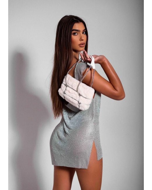 LemonLunar White The Chrissy Diamante Dress