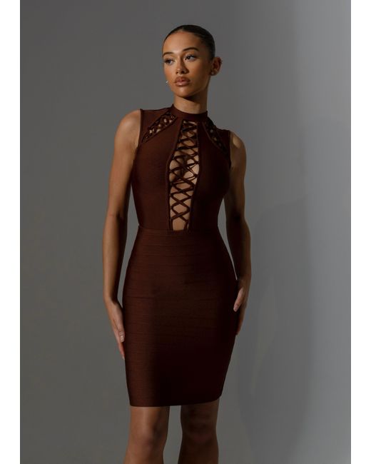 LemonLunar Brown The Vanna Bandage Dress