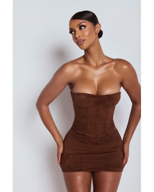 LemonLunar Brown The Amira Suede Corset Top