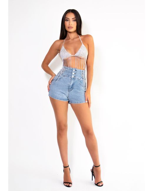 LemonLunar Blue The Ivy Diamante Shorts