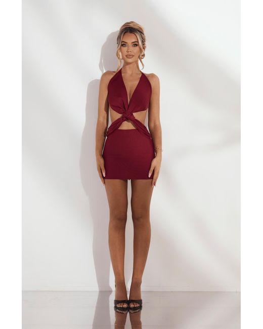 LemonLunar Red The Knot Bandage Dress