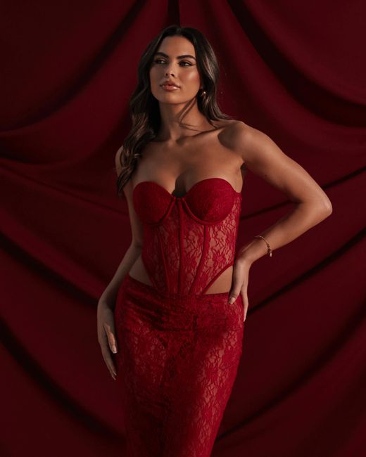 LemonLunar Red The Rose Lace Two Piece