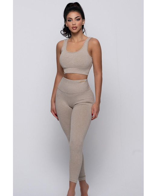 LemonLunar Synthetic The Motivation Activewear Set in Beige (Natural) | Lyst