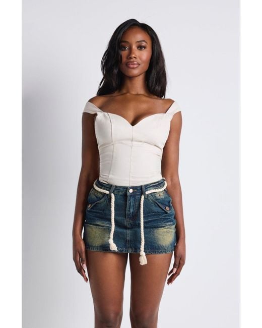 LemonLunar White The Denim Mini Skirt