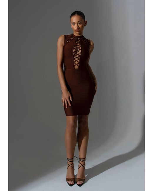 LemonLunar Brown The Vanna Bandage Dress