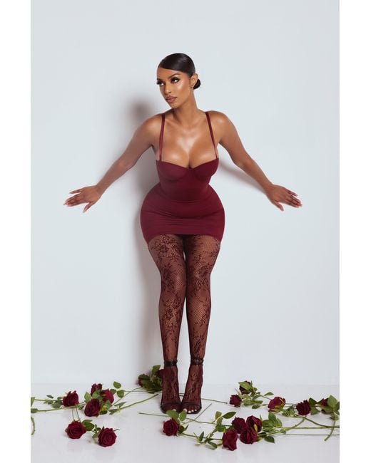 LemonLunar Red The Mar Lace Tights