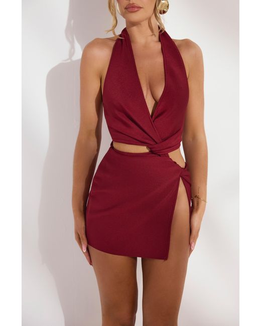 LemonLunar Red The Twist Bandage Dress