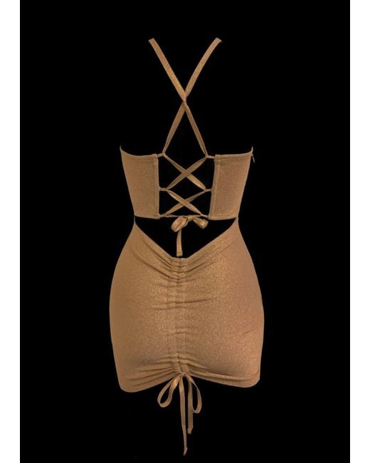 LemonLunar Brown The Yvonne Glitter Bandage Dress