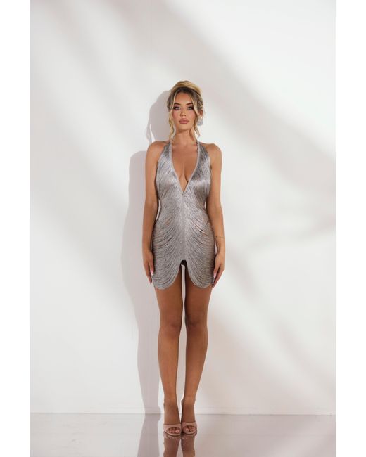 LemonLunar Gray The Evelina Tassel Dress